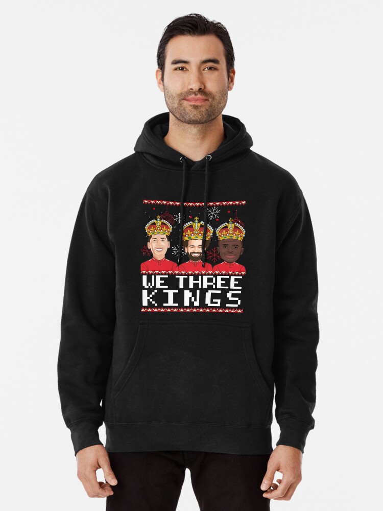 Ugly Christmas Sweater We Three Kings Liverpool Football Bobby Firmino Mo Salah Sado Mane Pullover Hoodie By Pablopercy Redbubble