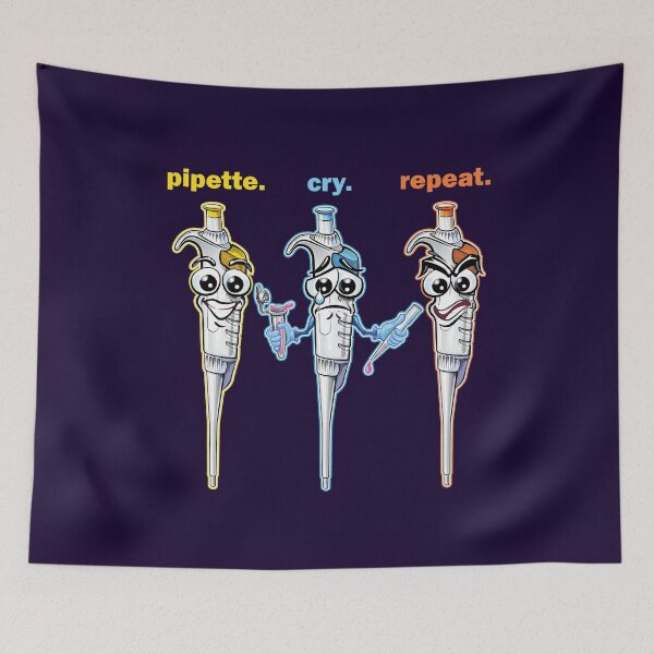 Item preview, PCR Pipette Cry Repeat - Cartoon Pipette Funny Design for Dark Backgrounds designed and sold by Zit-Zat-Zot.