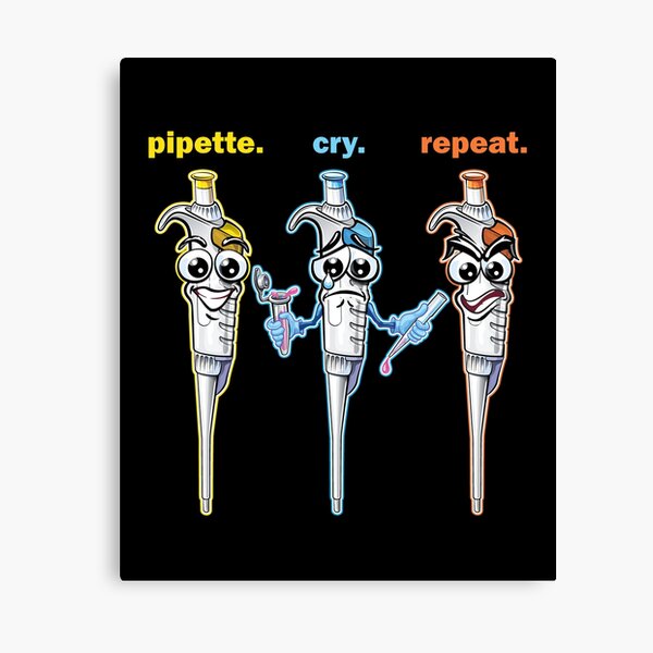"PCR Pipette Cry Repeat - Cartoon Pipette Funny Design for Dark ...