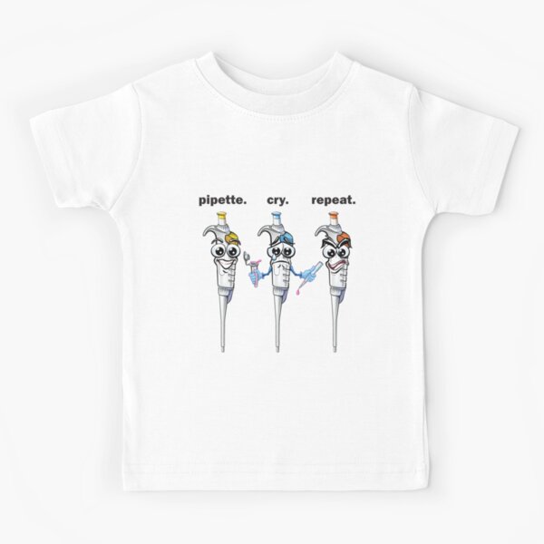 PCR Pipette Cry Repeat - Cartoon Pipette Funny Design for Light Backgrounds Kids T-Shirt