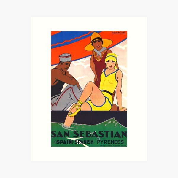Vista previa del artículo con la obra «España 1930 Cartel de viaje de turismo de San Sebastián», diseñado y vendido por retrographics.