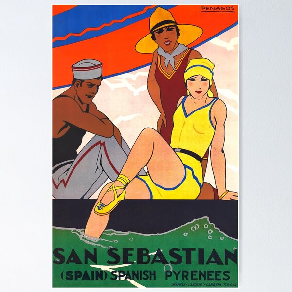Item preview, Spain 1930 San Sebastian Tourism Travel Poster designed and sold by retrographics.