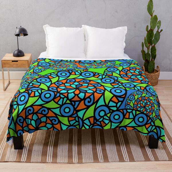 Item preview, Psychedelic Mandala - Pop Art Mandala in Blue, Orange and Green designed and sold by innerspectrum.