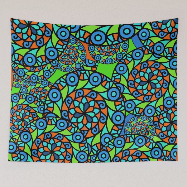 Item preview, Psychedelic Mandala - Pop Art Mandala in Blue, Orange and Green designed and sold by innerspectrum.