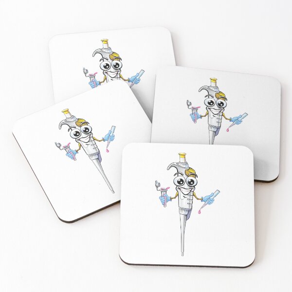 Item preview, Happy Pipette Cartoon Character holding PCR Tube and Micropipette Tip designed and sold by Zit-Zat-Zot.