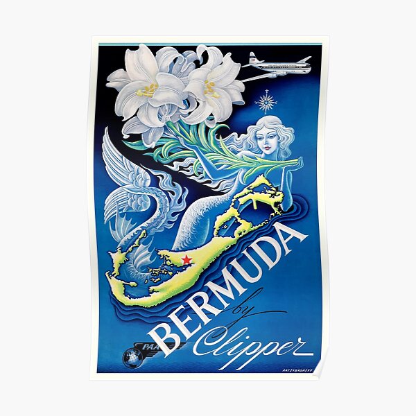 1949 Bermuda Airline Advertising Travel Poster Poster