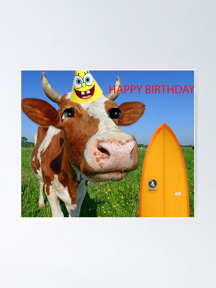 Poster Vache Joyeux Anniversaire Par 23heltar Redbubble