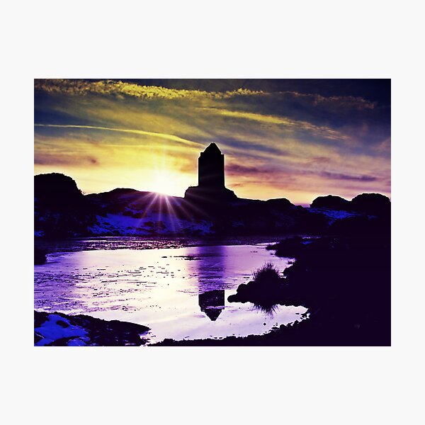 Silhouettes Of Smailholm, Scotland Photographic Print