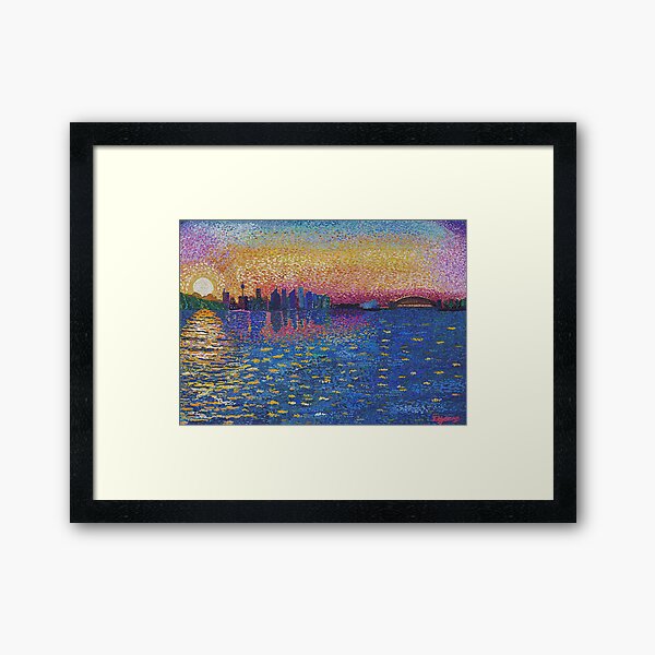 Sunset on Sydney Harbour 2019 update Framed Art Print