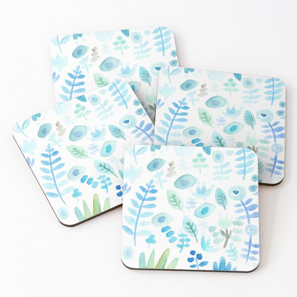 Item preview, Blue Leaves Bright Flowers Botanical Garden Illustration designed and sold by Hoi-polloiArt.