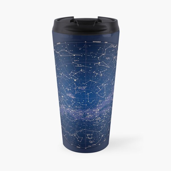 Mapa de las constelaciones de astronomía, cosmos de galaxia universo de estrellas Taza de café de viaje