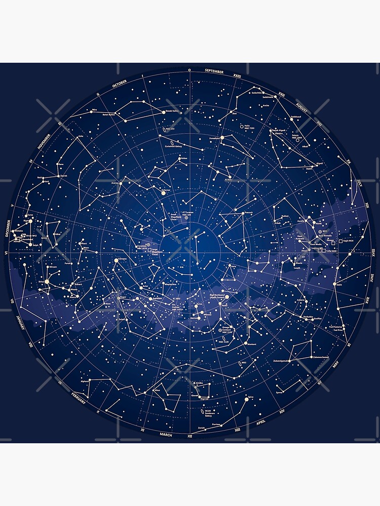 "Astronomy Constellations Map, Stars Galaxy Universe Cosmos" Poster for 