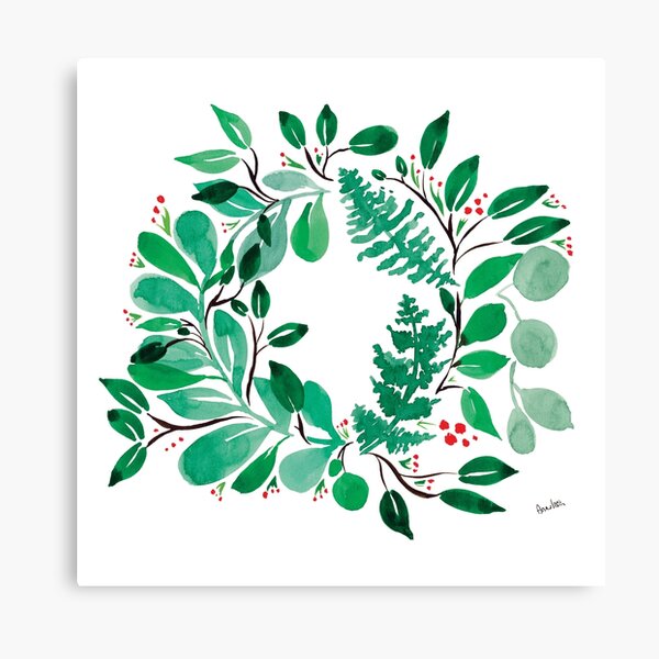Sweet leaves wreath Canvas Print