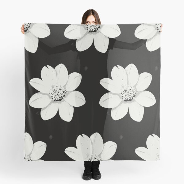 Black and white flowers contrast Scarf