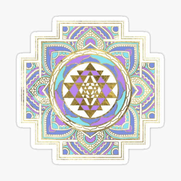 Item preview, Golden Sri Yantra  / Sri Chakra in pastel lotus designed and sold by k9printart.