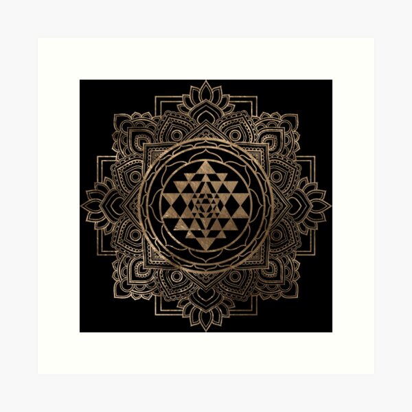 Item preview, Sri Yantra  / Sri Chakra in golden lotus designed and sold by k9printart.