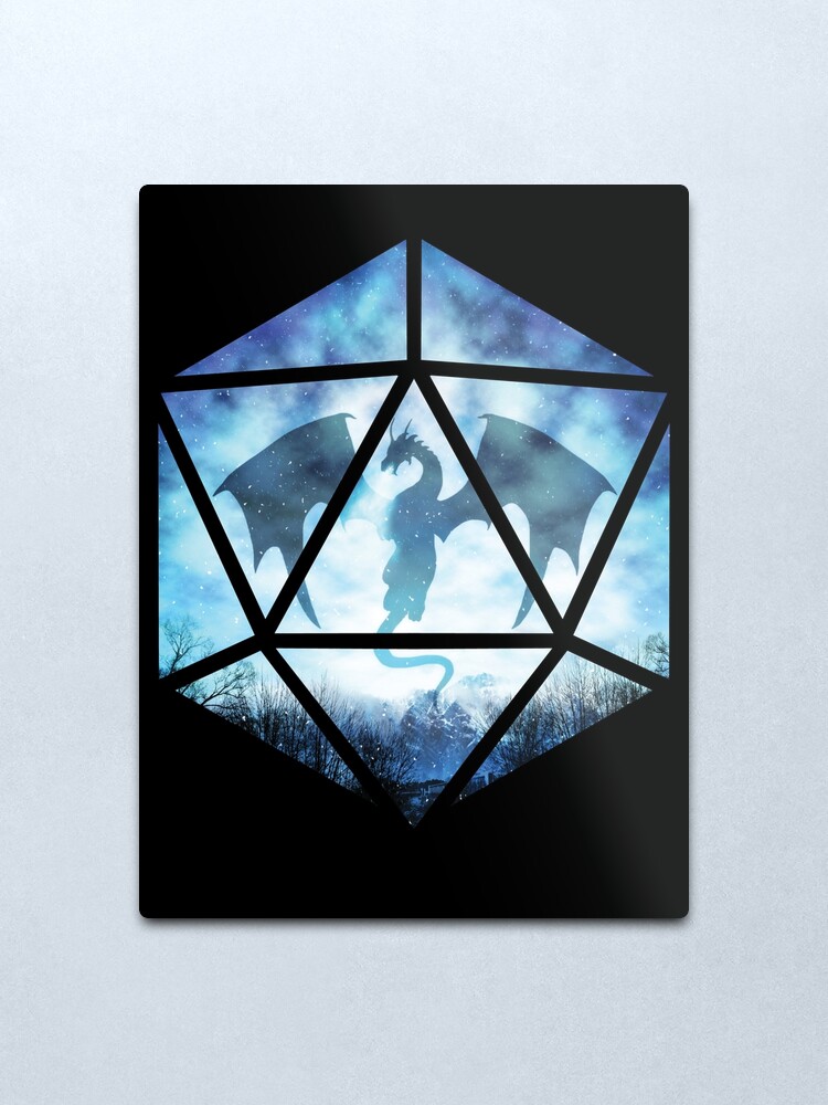 Alternate view of Blue Sky Ice Dragon D20 Metal Print
