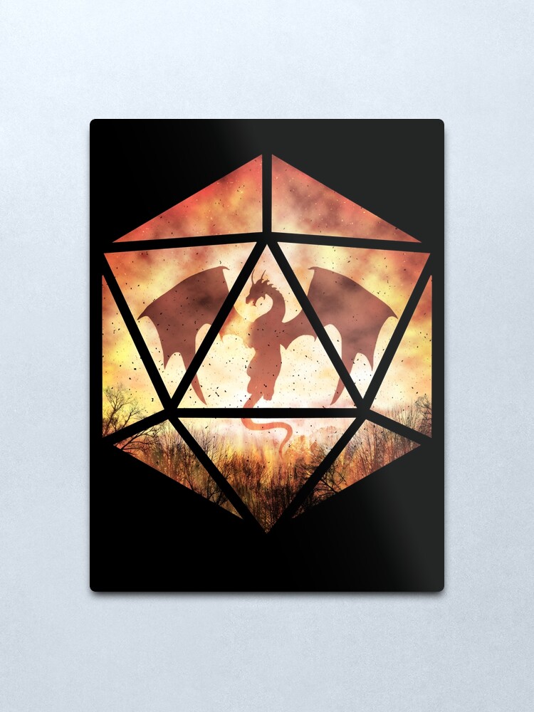 Alternate view of Fire Dragon D20 Metal Print