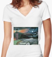Night Sail Fitted V-Neck T-Shirt
