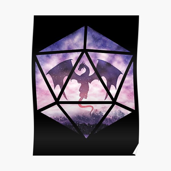 Purple Sky Dragon D20 Poster