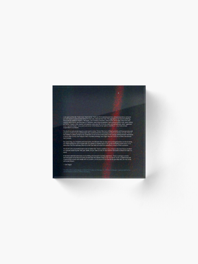 Alternate view of Pale Blue Dot — Voyager 1 & Carl Sagan quote ⛔ HQ-quality Acrylic Block