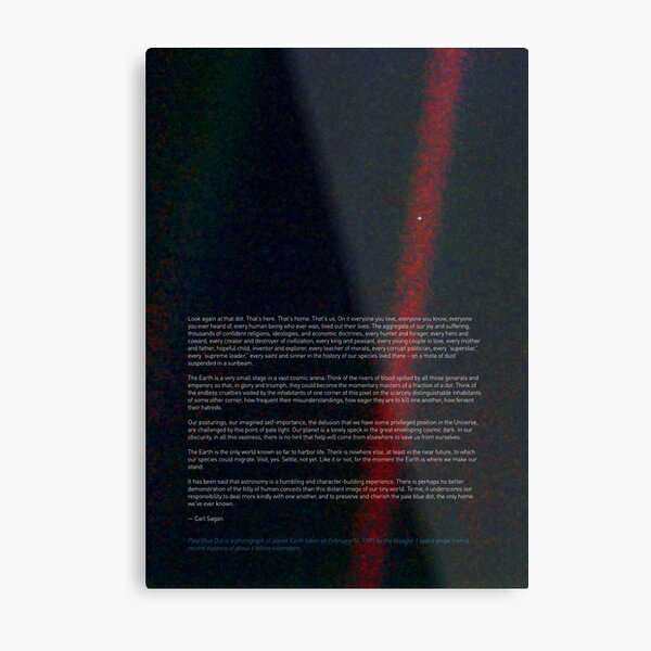 Pale Blue Dot — Voyager 1 & Carl Sagan quote ⛔ HQ-quality Metal Print