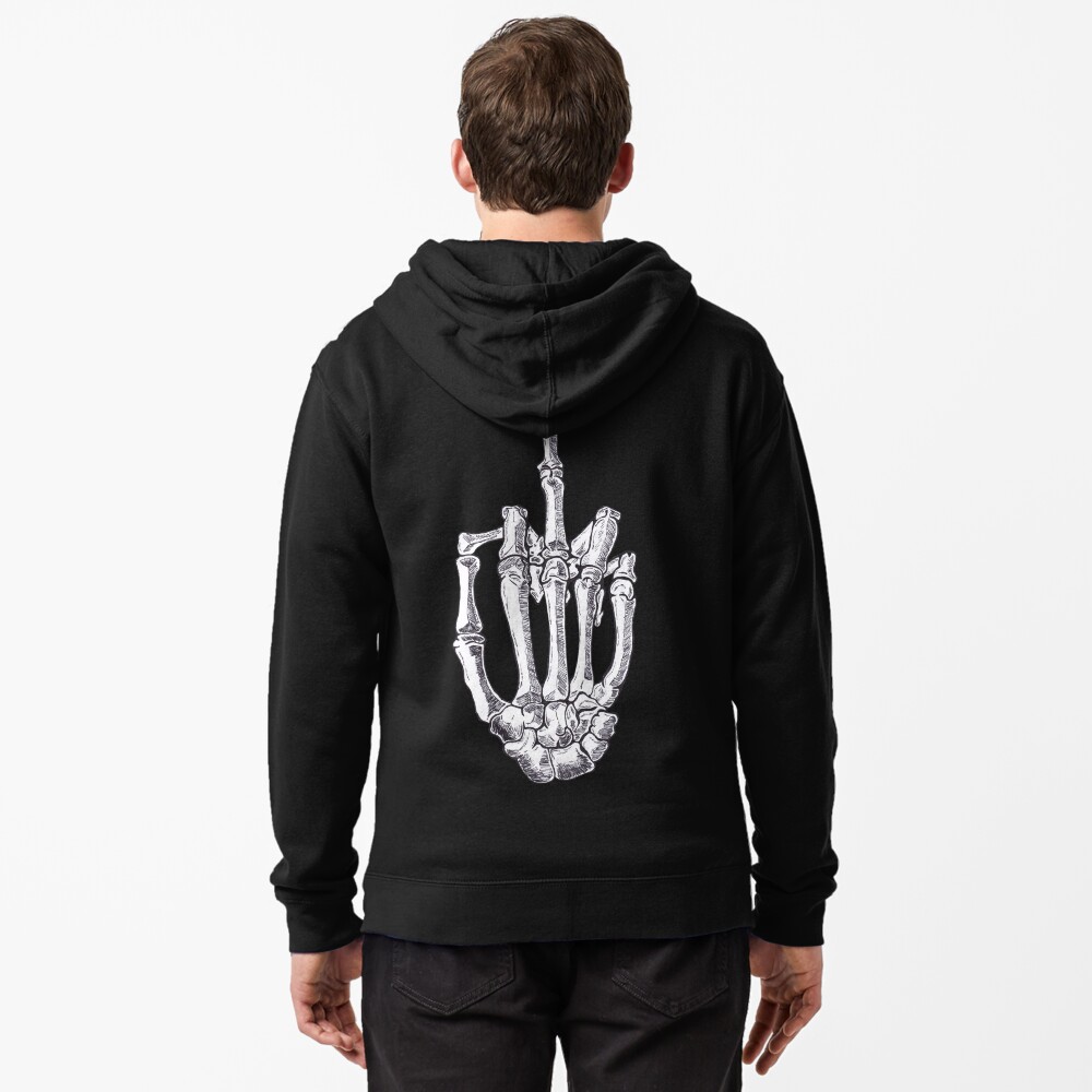 Skeletal Middle Finger Zipped Hoodie