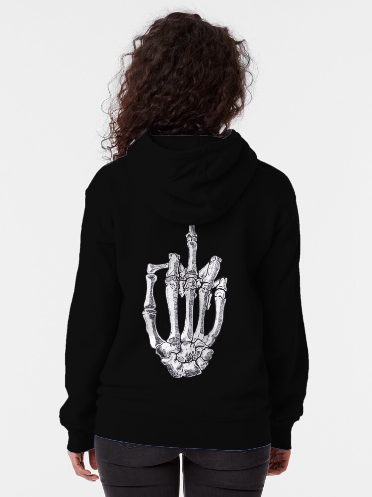 Alternate view of Skeletal Middle Finger Zipped Hoodie