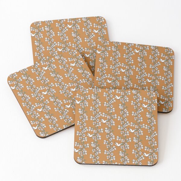 Bird Vine (Orange) Coasters (Set of 4)