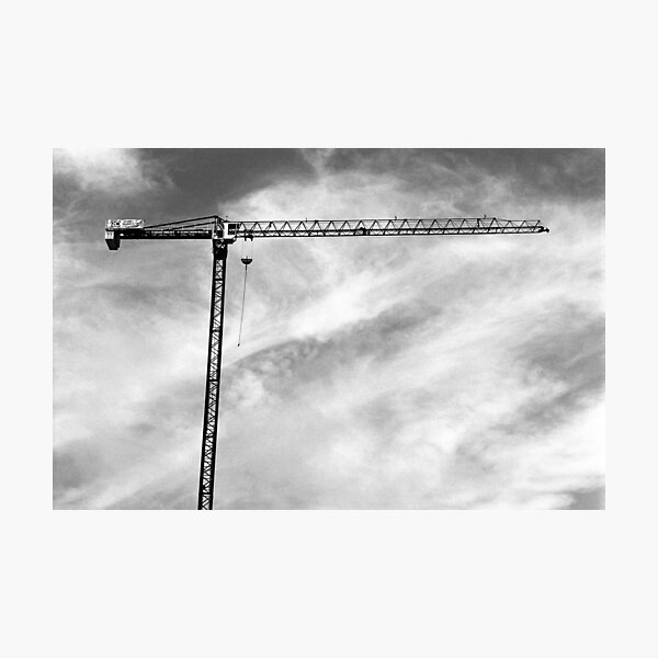 Construction Crane – black and white photograph Photographic Print