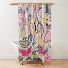 Aunt M's original vintage fabric design No 1 Shower Curtain