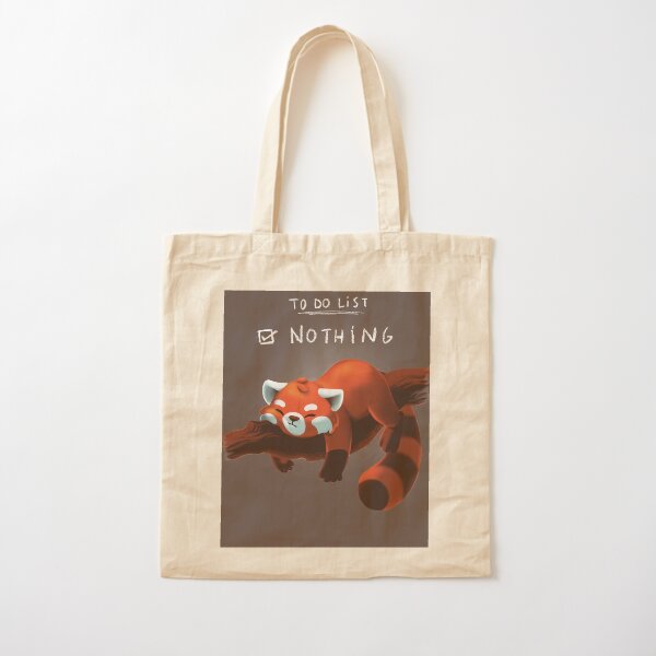 panda red Cotton Tote Bag