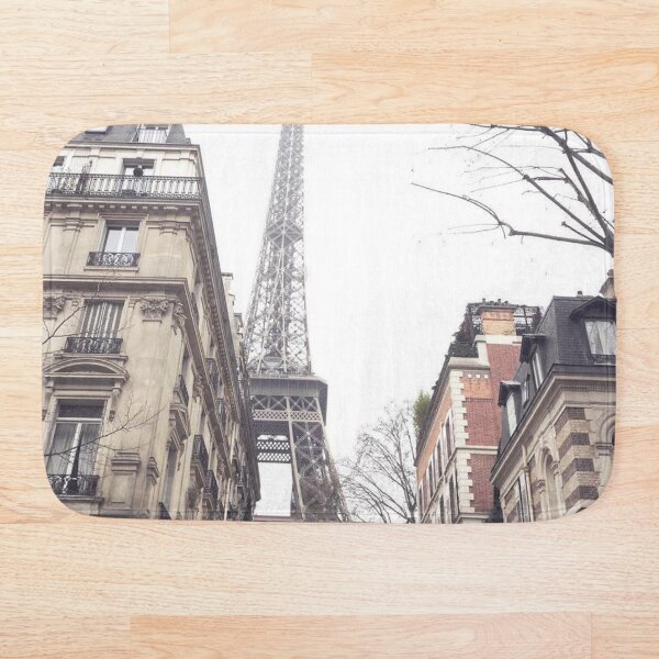 Paris streets, Eiffel tower, city skyline, industrial fine art photo, shabby chic Bath Mat