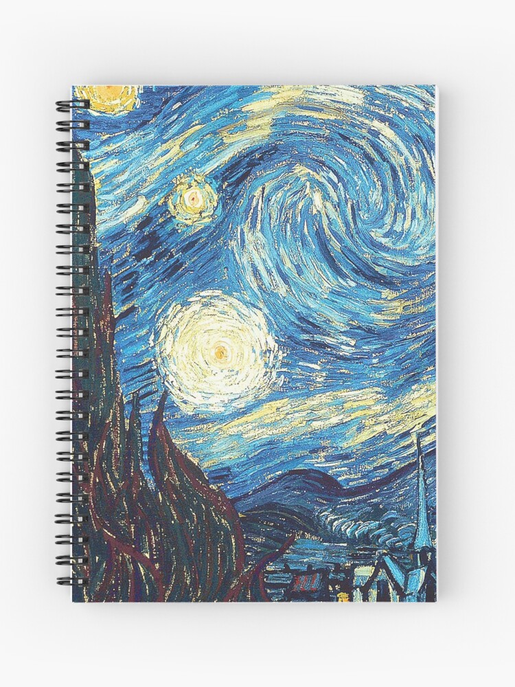 Vincent Van Gogh Starry Night blue and yellow night sky from famous painter  Spiral Notebook for Sale by iresist