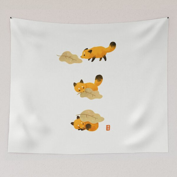 Item preview, Fox and leaf blanket designed and sold by freeminds.