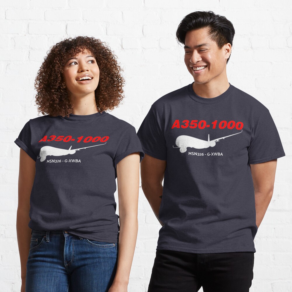 Airbus A350-1000 MSN326 G-XWBA (White Print) Classic T-Shirt