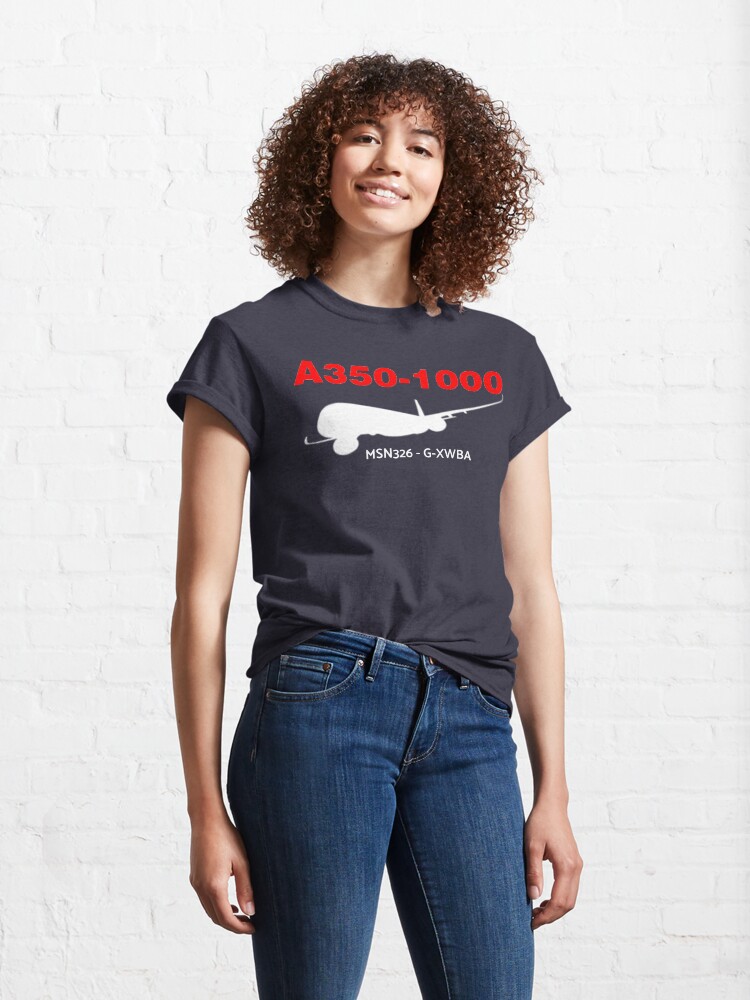 Alternate view of Airbus A350-1000 MSN326 G-XWBA (White Print) Classic T-Shirt