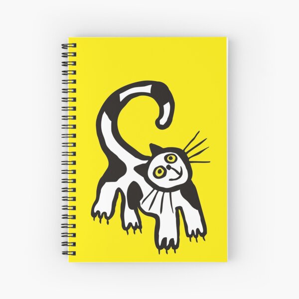 Black and White Cat in Yellow Spiral Notebook
