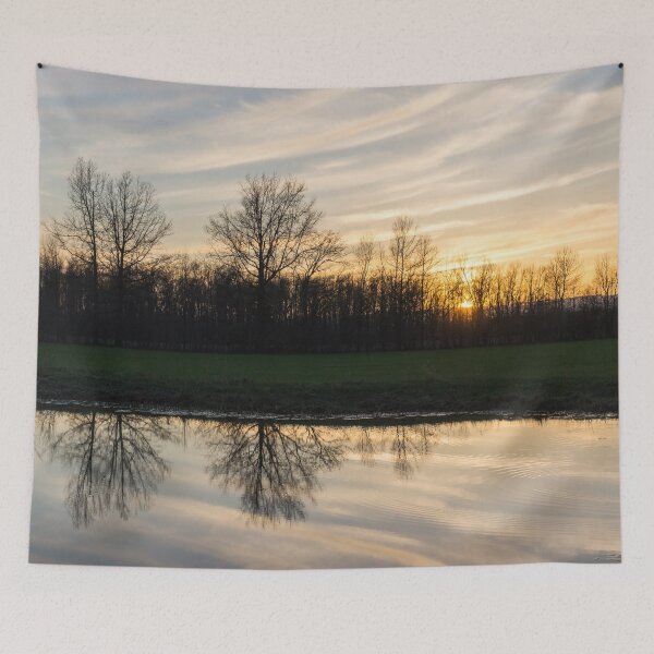 Item preview, Last Light Brushstrokes - Sunset at a Farm Pond designed and sold by Georgia Mizuleva.