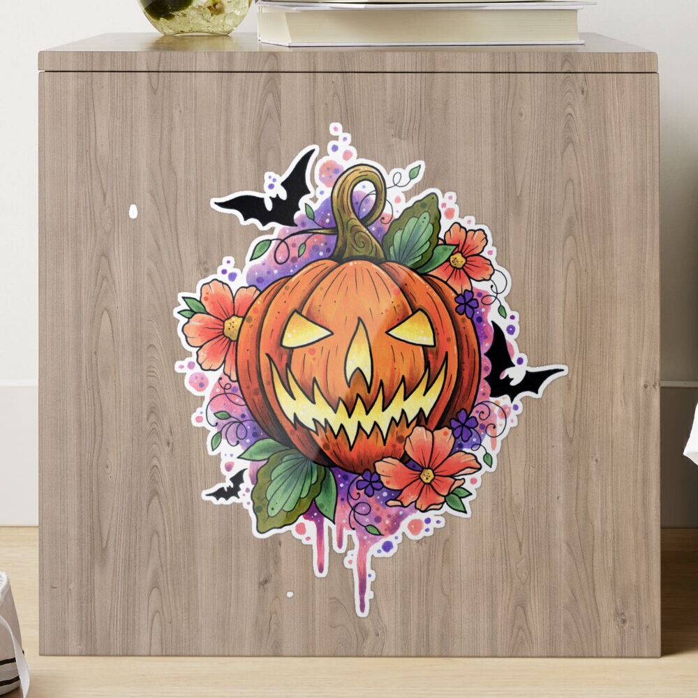 Artistic Pumpkin Decorated With Flowers Stickers For Men - Temu