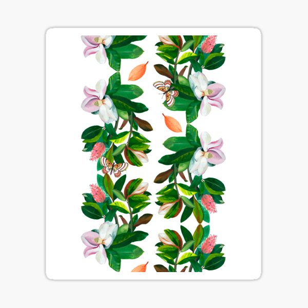 Reflected Magnolia with Butterflies Sticker