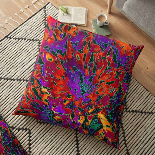 CRAZY COLOURFUL CORAL CARNAGE Floor Pillow