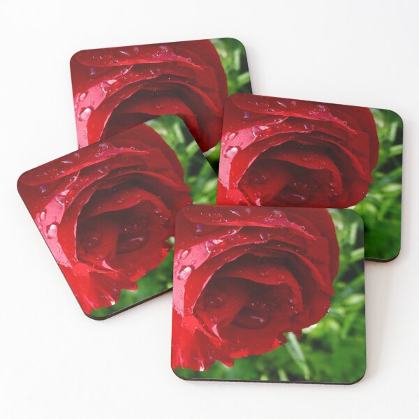 Item preview, Red rose with dew drops designed and sold by Jacqueline Le Sueur.