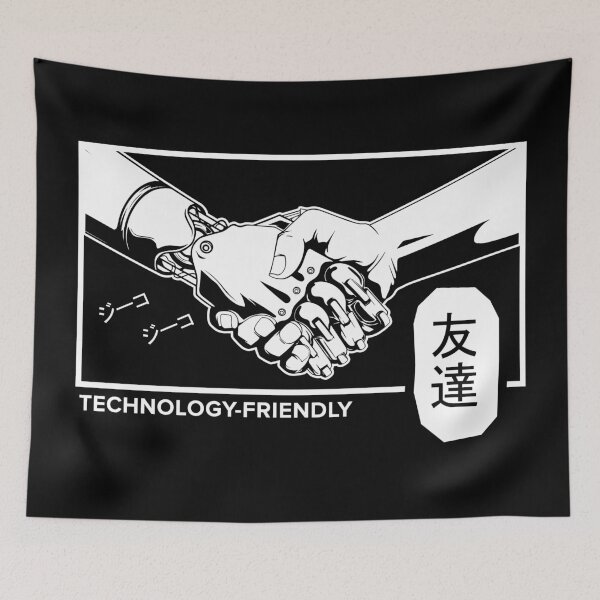 Item preview, Human and robot handshake. Friendship sign designed and sold by megaspy.