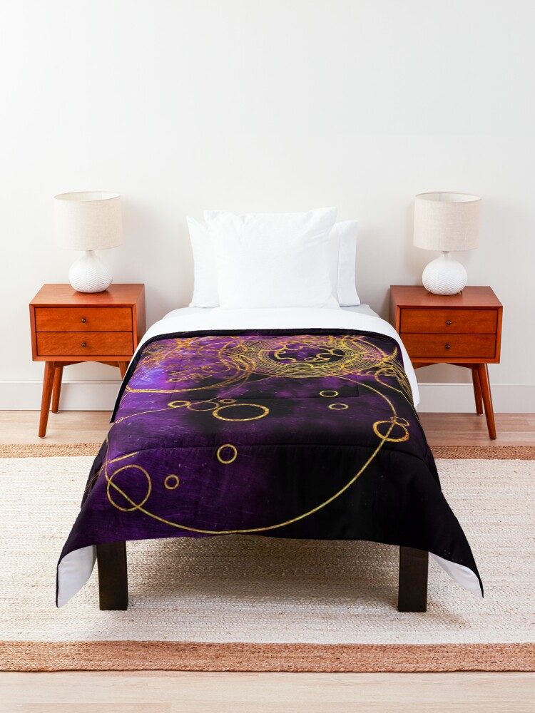 Alternate view of Time Lord Writing (purple) Comforter
