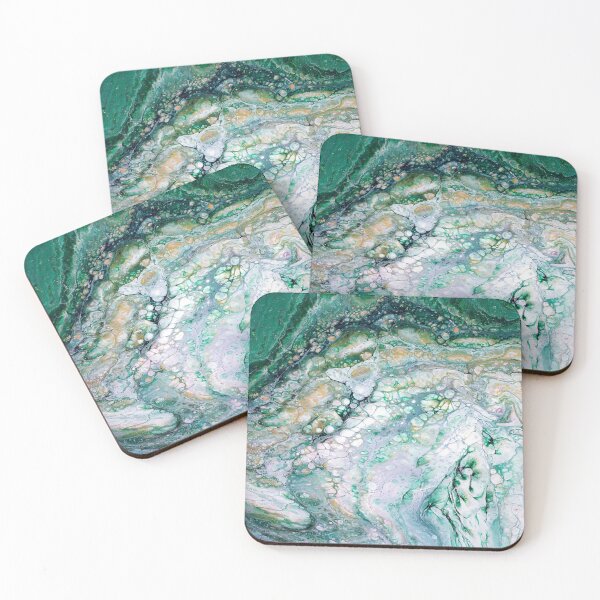 Item preview, Emerald Green And Gold Acrylic Fluid Pour designed and sold by daphsam.