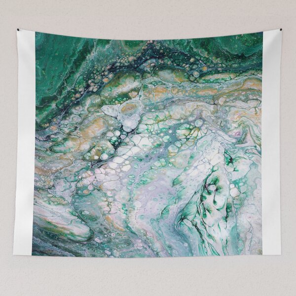 Item preview, Emerald Green And Gold Acrylic Fluid Pour designed and sold by daphsam.