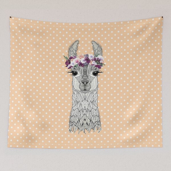 Item preview, FLOWERGIRL ALPACA PEACH DOTS by Monika Strigel designed and sold by SunlightStudios.