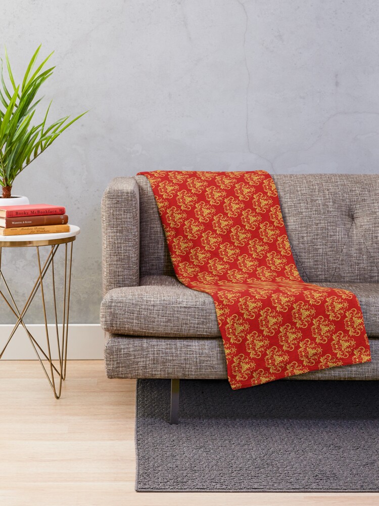 Red and gold throw blanket new arrivals