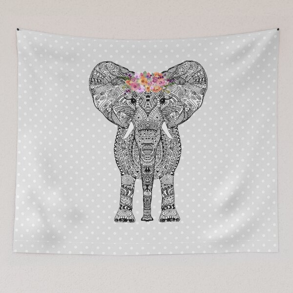 Item preview, FLOWERGIRL ELEPHANT GREY DOTS BY Monika Strigel designed and sold by SunlightStudios.